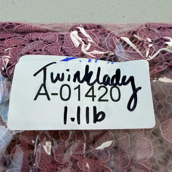 Twink Lady Dress Womens XL Mauve Pink Lace with Nude Underlay Bell Half Sleeves - Picture 11 of 12